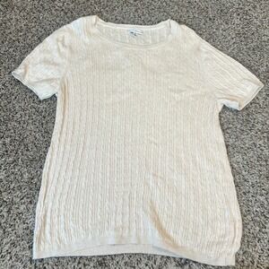 Croft & Barrow Womens‎ Cable Knit Short Sleeve Sweater Top Cream Size L